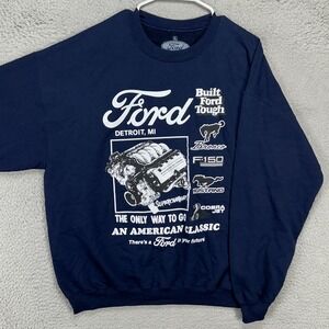 Ford Motor Company Mens Sweatshirt XL Blue Crewneck Pullover Sweater Long Sleeve